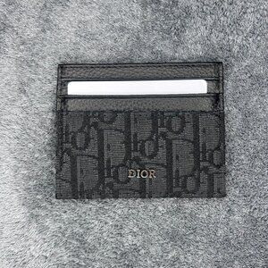 Christian Dior Card Holder Black Oblique Unisex